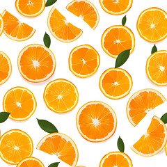 seamless pattern orange cut in half on a transparent or white