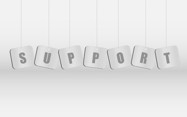 Support word background design with grey color, support backdrop wallpaper