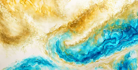 Foto auf Acrylglas Minimal abstract waves in the ocean landscape background. Mountain background with watercolor texture . Arts design for prints, poster, cover, wall arts and home decoration   © Govindan