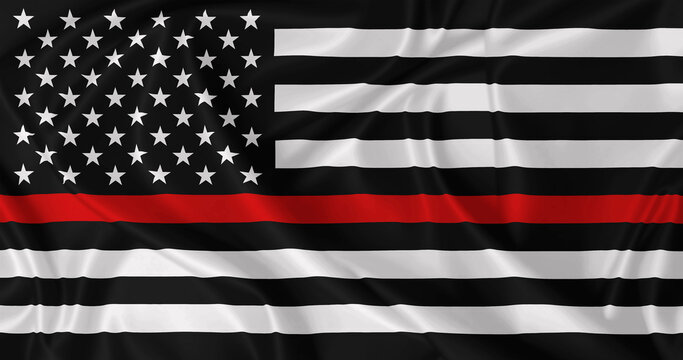 American firefighter flag with thin red line