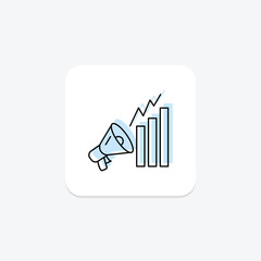 Ad Performance icon, performance, advertising, online, digital color shadow thinline icon, editable vector icon, pixel perfect, illustrator ai file
