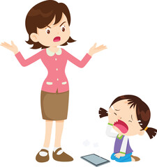 parent angry scold to kid addicted mobile phone