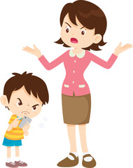parent angry scold to kid addicted mobile phone