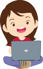 child use gadget Mobile and laptop