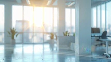 Fototapeta premium Beautiful blurred background of a light modern office 