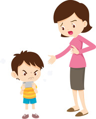 parent angry scold kid mobile phone addicted