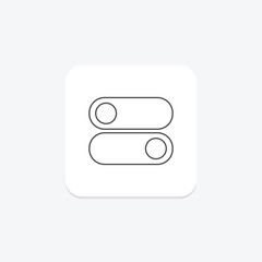 Obraz premium Toggle Switch icon, switch, button, ui, ux thinline icon, editable vector icon, pixel perfect, illustrator ai file