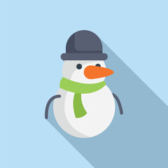 Cold weather snowman icon flat vector. Happy New Year. Character merry