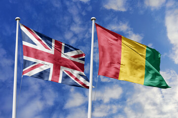 3D illustration, United Kingdom and Guinea alliance and meeting, cooperation of states.