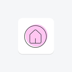 Home icon, house, residence, dwelling, abode color shadow thinline icon, editable vector icon, pixel perfect, illustrator ai file