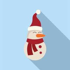 Snow man icon flat vector. Character costume festive. Happy New Year