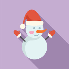 Sticker snow man icon flat vector. Funny beanie. Happy celebration holiday