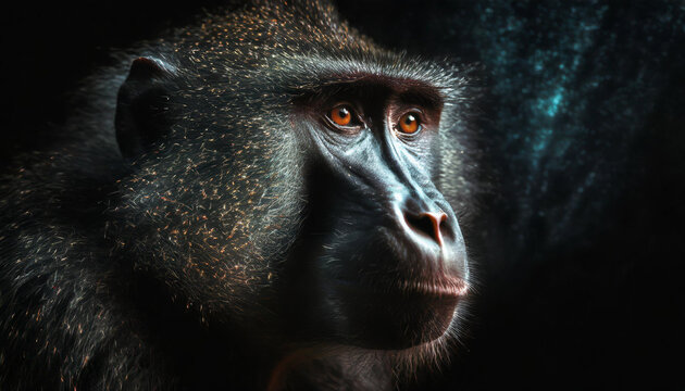 Close- up portraits of baboon.
