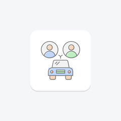 Ride Sharing icon, sharing, car, taxi, travel lineal color icon, editable vector icon, pixel perfect, illustrator ai file