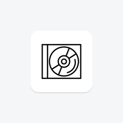CD icon, disc, compact, audio, music line icon, editable vector icon, pixel perfect, illustrator ai file