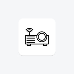 Projector icon, project, screen, movie, film line icon, editable vector icon, pixel perfect, illustrator ai file