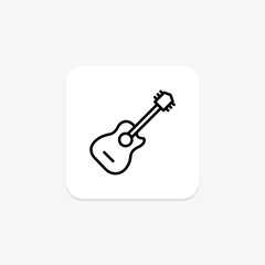 Guitar icon, music, instrument, play, acoustic line icon, editable vector icon, pixel perfect, illustrator ai file