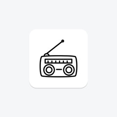 Radio icon, broadcast, station, music, news line icon, editable vector icon, pixel perfect, illustrator ai file