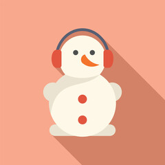 Decoration snowman icon flat vector. Face happy New Year. Tall pack