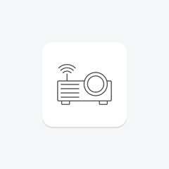 Projector icon, project, screen, movie, film thinline icon, editable vector icon, pixel perfect, illustrator ai file