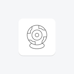 Webcam icon, camera, web, video, chat thinline icon, editable vector icon, pixel perfect, illustrator ai file