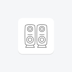 Speaker icon, sound, music, audio, loudspeaker thinline icon, editable vector icon, pixel perfect, illustrator ai file