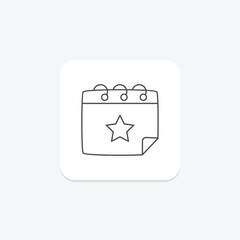 Fototapeta premium Event Schedule icon, schedule, plan, calendar, date thinline icon, editable vector icon, pixel perfect, illustrator ai file