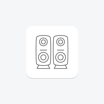 Speaker icon, sound, music, audio, loudspeaker thinline icon, editable vector icon, pixel perfect, illustrator ai file