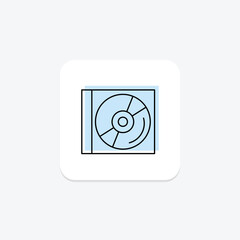 CD icon, disc, compact, audio, music color shadow thinline icon, editable vector icon, pixel perfect, illustrator ai file