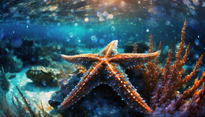 Starfish in the under water.