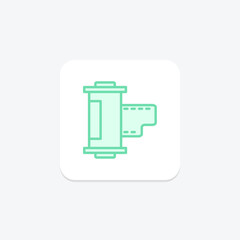 Film Cartridge icon, cartridge, reel, movie, cinema duotone line icon, editable vector icon, pixel perfect, illustrator ai file