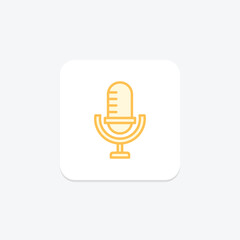 Microphone icon, mic, sound, audio, recording duotone line icon, editable vector icon, pixel perfect, illustrator ai file