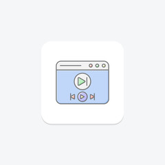 Media Player icon, player, play, video, audio lineal color icon, editable vector icon, pixel perfect, illustrator ai file