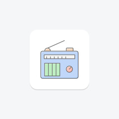 Obraz premium Radio icon, station, broadcast, music, news lineal color icon, editable vector icon, pixel perfect, illustrator ai file