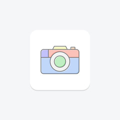 Camera icon, photography, photo, picture, image lineal color icon, editable vector icon, pixel perfect, illustrator ai file