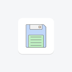 Floppy Disk icon, disk, storage, data, computer lineal color icon, editable vector icon, pixel perfect, illustrator ai file