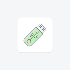Universal Serial Bus icon, serial, bus, usb, connector lineal color icon, editable vector icon, pixel perfect, illustrator ai file
