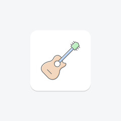 Guitar icon, music, instrument, play, acoustic lineal color icon, editable vector icon, pixel perfect, illustrator ai file