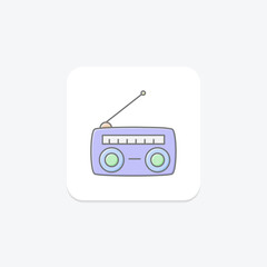 Radio icon, broadcast, station, music, news lineal color icon, editable vector icon, pixel perfect, illustrator ai file