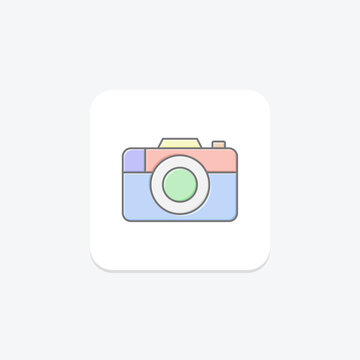 Camera icon, photography, photo, picture, image lineal color icon, editable vector icon, pixel perfect, illustrator ai file