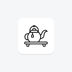 Teapot icon, tea, traditional, chinese, brew line icon, editable vector icon, pixel perfect, illustrator ai file