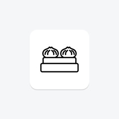 Dumplings icon, food, chinese, cuisine, traditional line icon, editable vector icon, pixel perfect, illustrator ai file