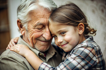 Close-up of Grandparent's Loving Hug with Grandchild
