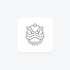 Lion Dance icon, dance, performance, chinese, tradition thinline icon, editable vector icon, pixel perfect, illustrator ai file