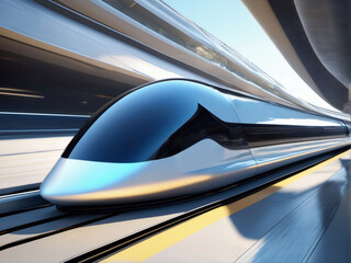 Futuristic bullet train or hyperloop ultrasonic.
