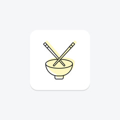 Chopsticks icon, eat, food, chinese, utensil color shadow thinline icon, editable vector icon, pixel perfect, illustrator ai file