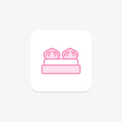 Dumplings icon, food, chinese, cuisine, traditional duotone line icon, editable vector icon, pixel perfect, illustrator ai file