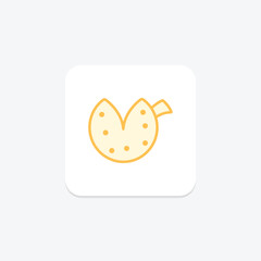 Fortune Cookie icon, cookie, message, luck, prediction duotone line icon, editable vector icon, pixel perfect, illustrator ai file