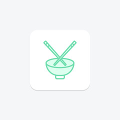 Chopsticks icon, eat, food, chinese, utensil duotone line icon, editable vector icon, pixel perfect, illustrator ai file