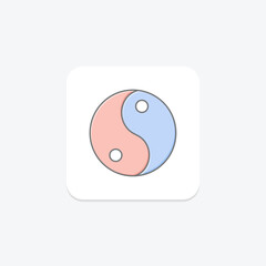 Yin Yang Symbol icon, yang, symbol, chinese, philosophy lineal color icon, editable vector icon, pixel perfect, illustrator ai file